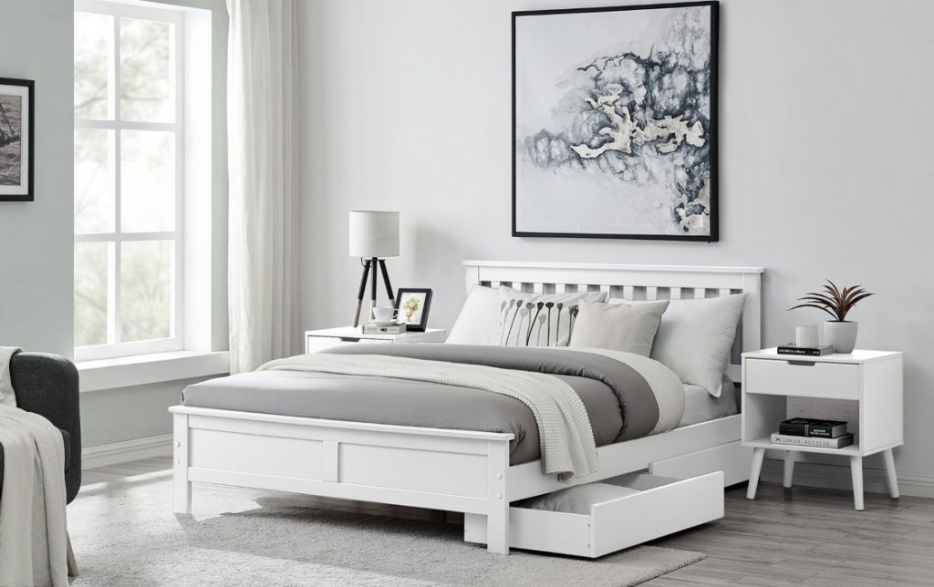The Azure White Double Bed in a room decorated with the 60,30,10 rule
