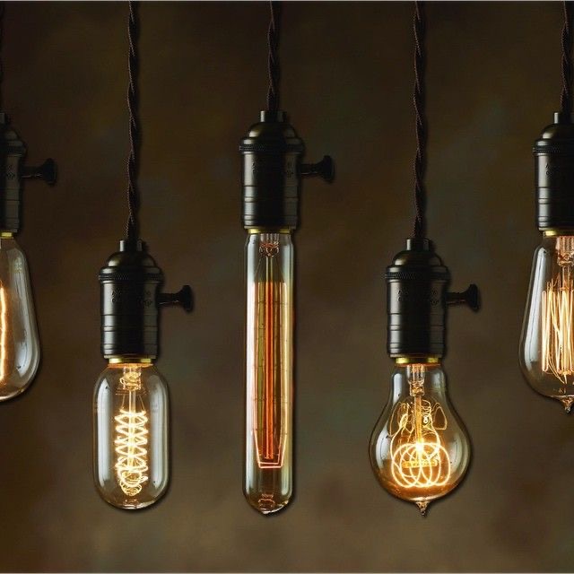 Stylish LED lightbulbs hanging down