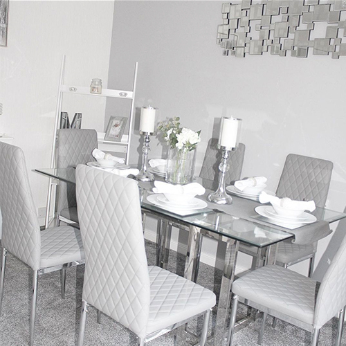 instagram image showing light grey modern dining room 