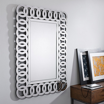 Furniturebox UK 'Italian' mirror - rectangular mirror in a mirrored frame comprised of overlapping circles.