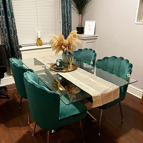green and gold dining room