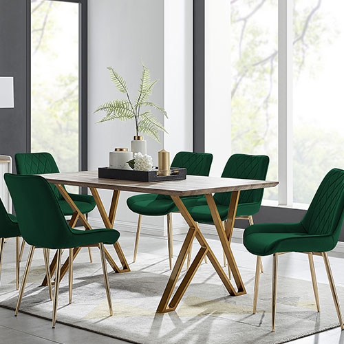 green and gold dining room