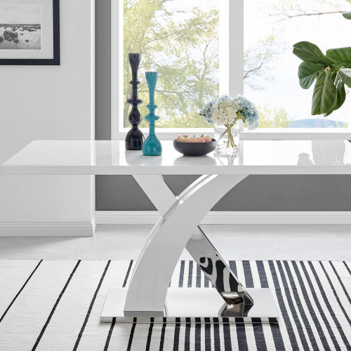 white gloss child friendly dining table in a modern home