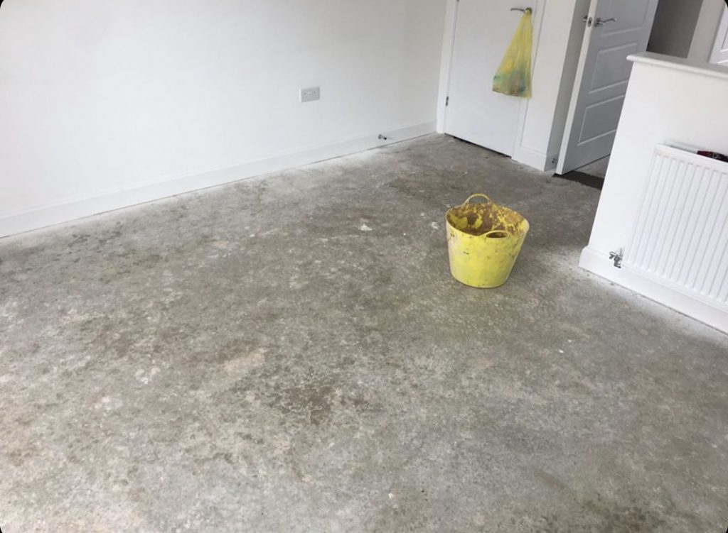 Concrete flooring in a kitchen