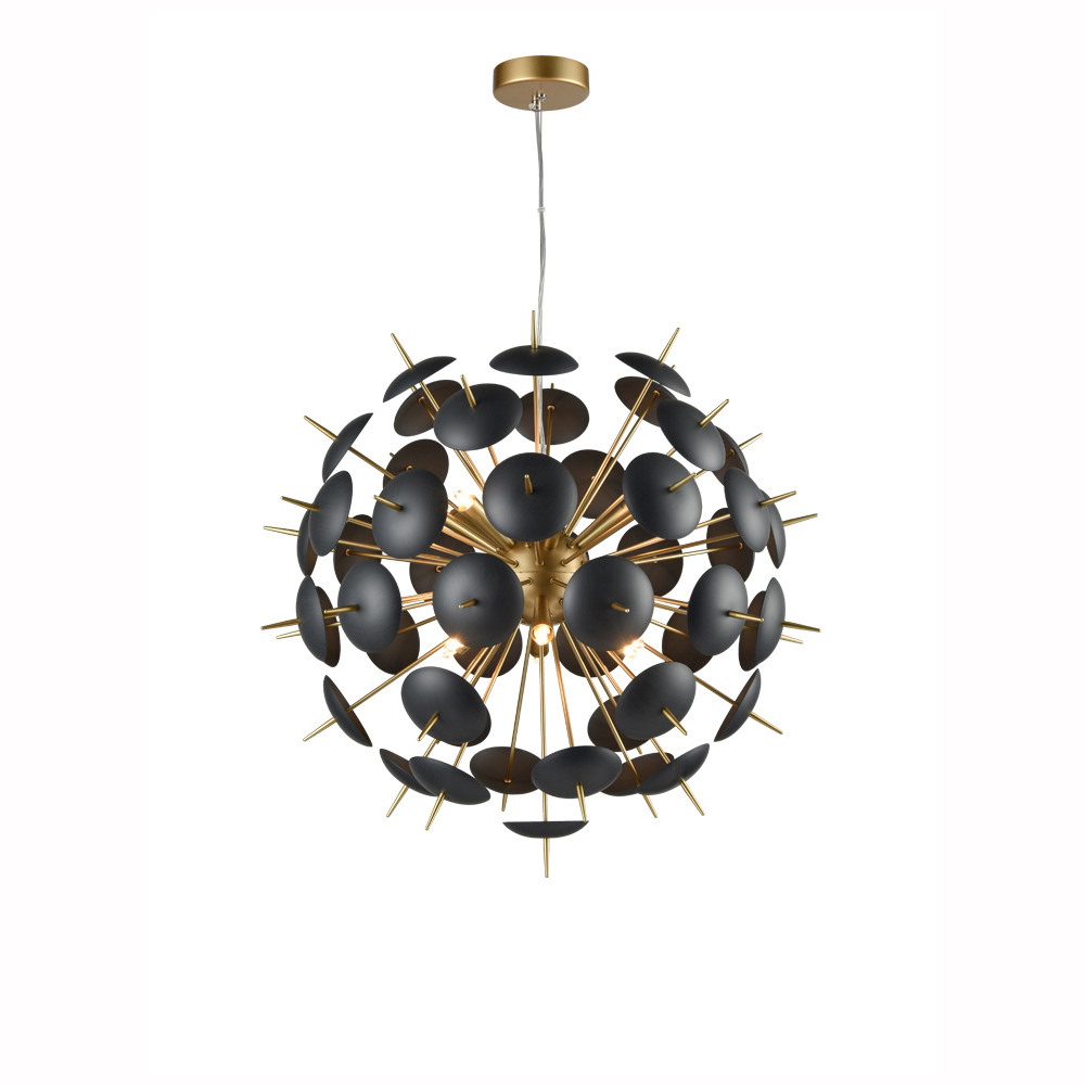 Black and gold globe ceiling light that will make a statement in a dining room