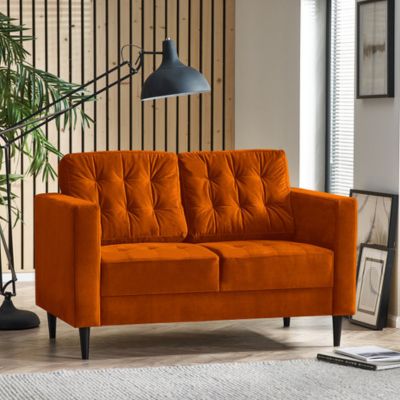 orange velvet 2 seater sofa