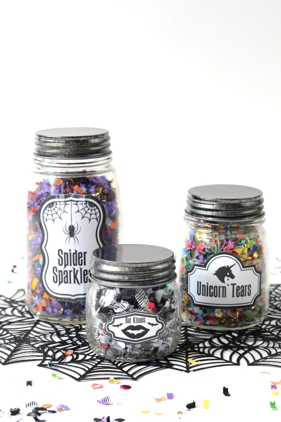 Glow in the dark confetti jars