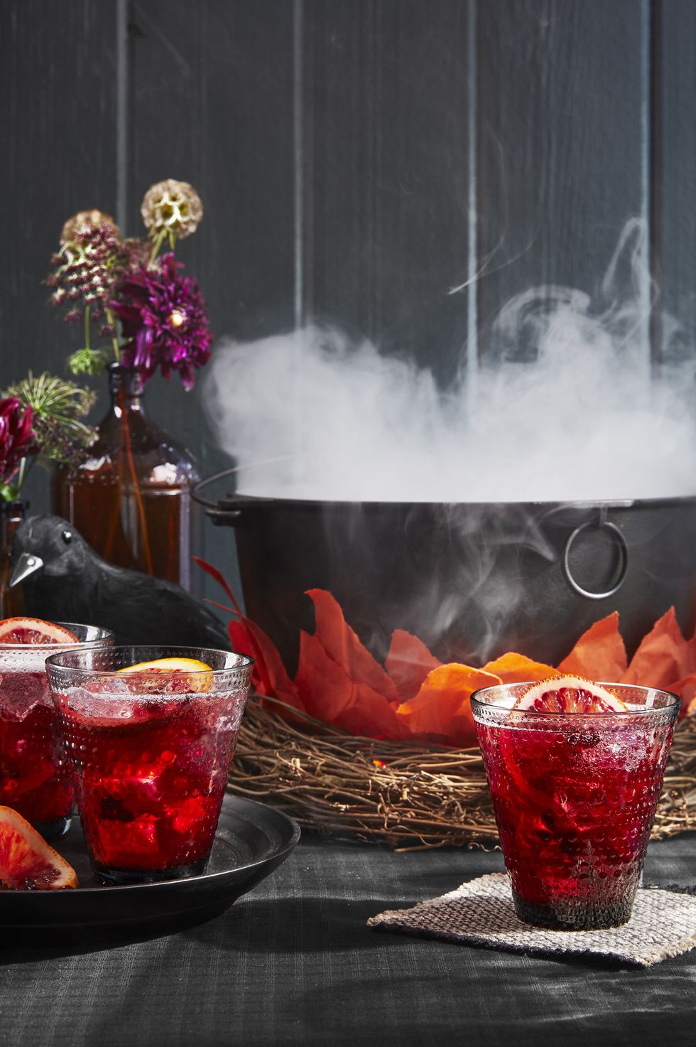 A cauldron containing dry ice that looks like it is bubbling