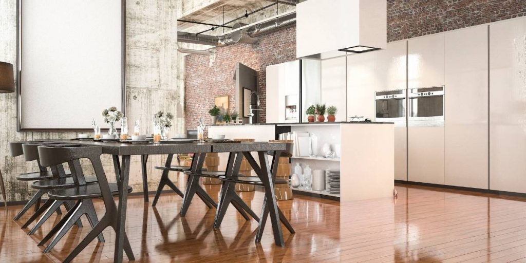 industrial style dining room