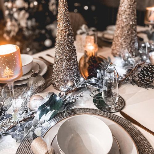 christmas table decor featuring tablescape 