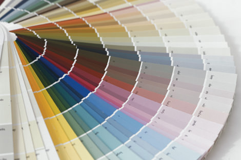 Swatches of paint colour samples