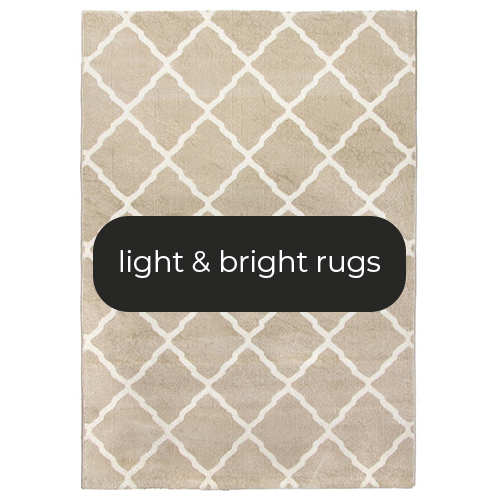 beige rug with moroccan inpired trellis pattern in cream