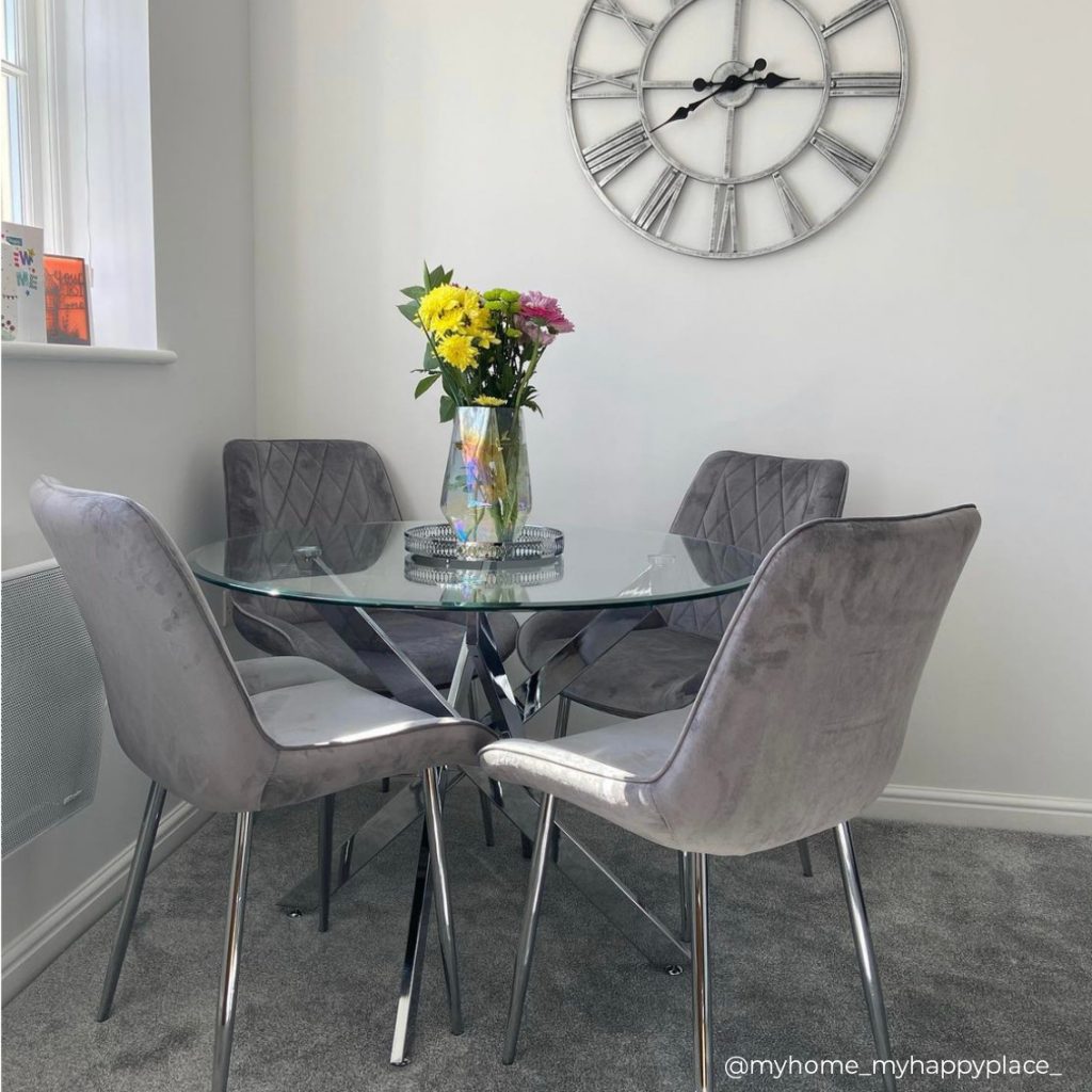 4 seater grey dining table and chairs