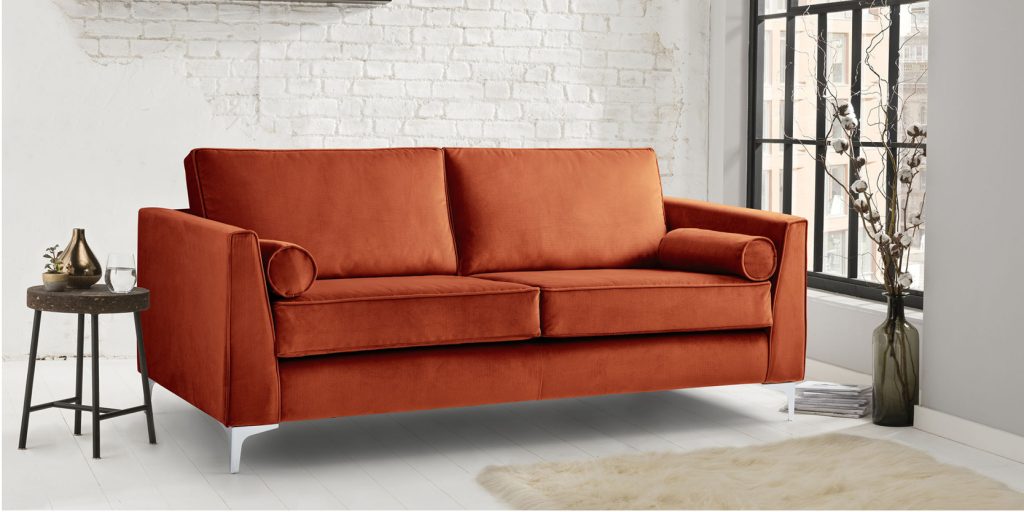 A contemporary red Ikon sofa