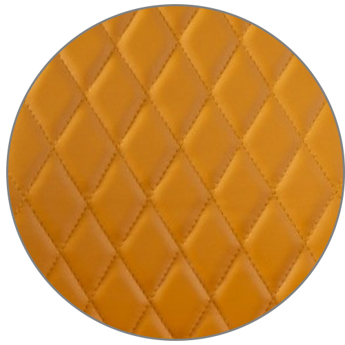 mustard yellow faux leather with hatched stitching
