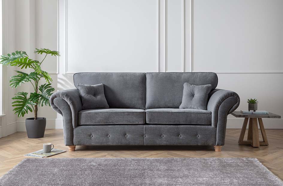 what colour sofa goes with grey carpets - Furniturebox UK Lindy sofa and Plush Cassic Deep-Pile Rug in Grey