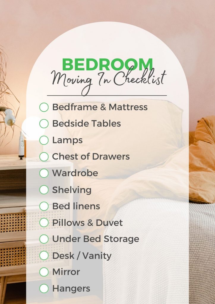 bedroom moving in checklist for 1st time movers 
