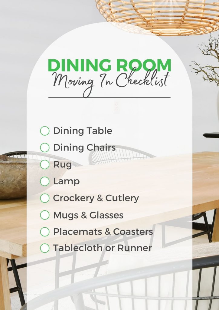 dining room moving in checklist for 1st time movers 