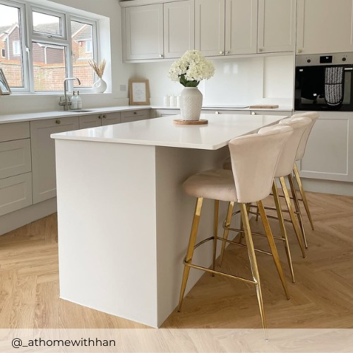 2x Juniper Cappuccino Beige Velvet Bar Stools Gold Legs