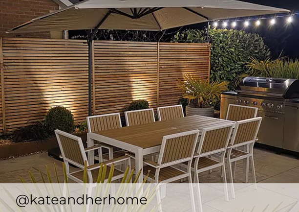 Dubai White & Wood Polywood 8 Seat Outdoor Dining Set