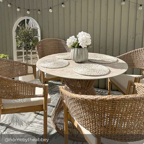 Lanai & Asa Rattan 4 Seat Round Table Garden Dining Set