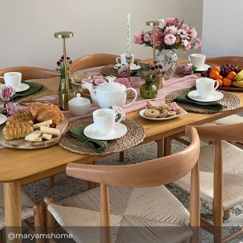Dining Table Set for Guests with Food