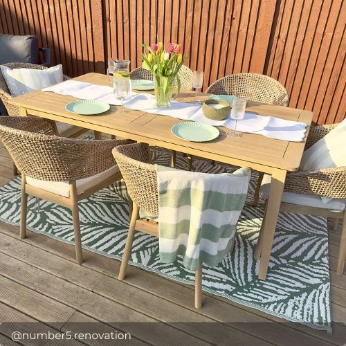 Lanai & Asa Rattan 4 Seat Round Table Garden Dining Set