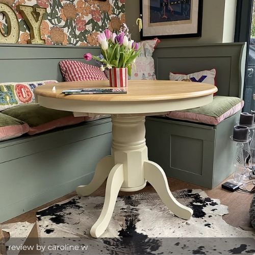 Padstow Round Oak and Cream Solid Wood Extending 4-6 Seater Dining Table
