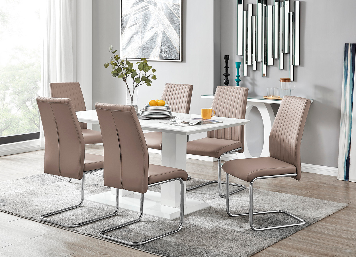 Imperia White Gloss Dining Table 6, Dining Table With 6 Chairs Set