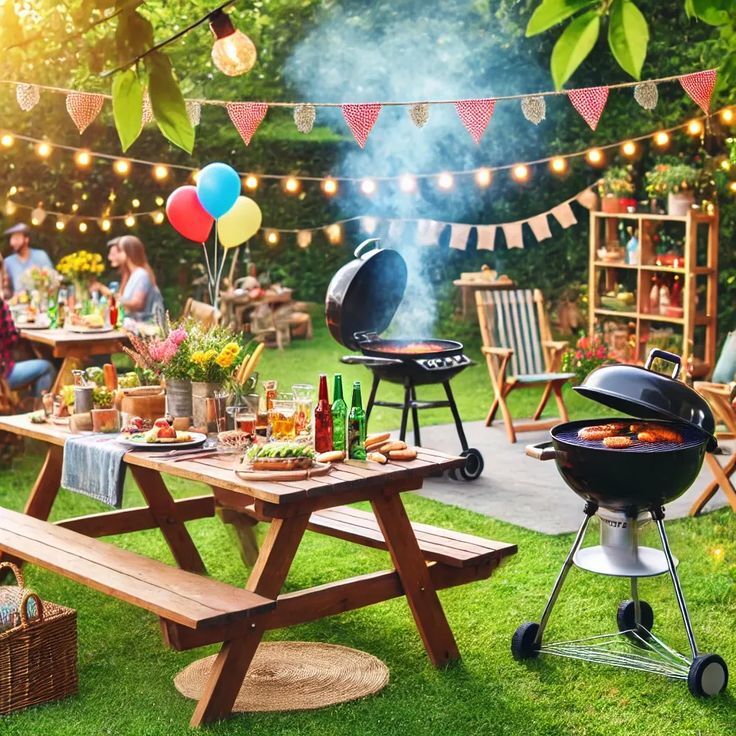 back garden British bbq party set up inspiration image