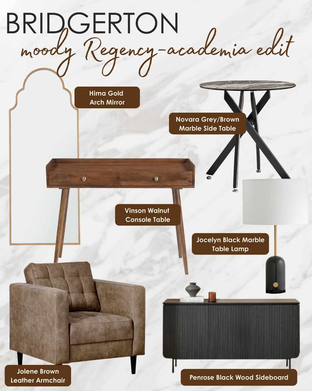 Bridgerton inspired furniture for a moody academic aesthetic