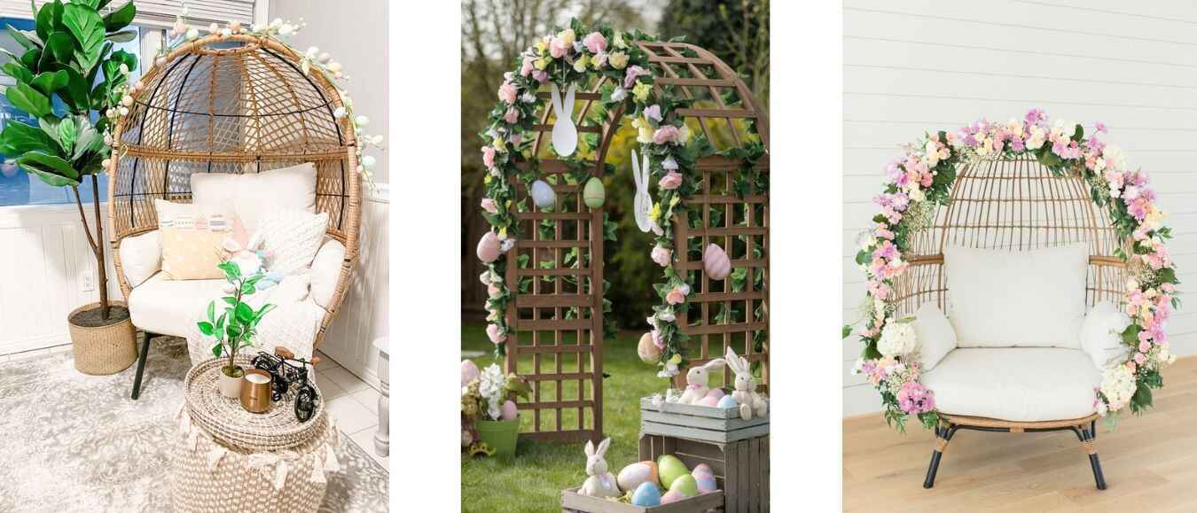 egg chairs decorated for easter