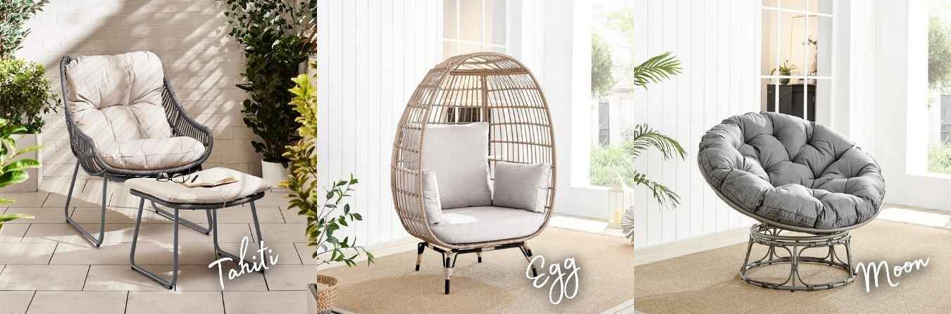rattan and metal outdoor garden chairs