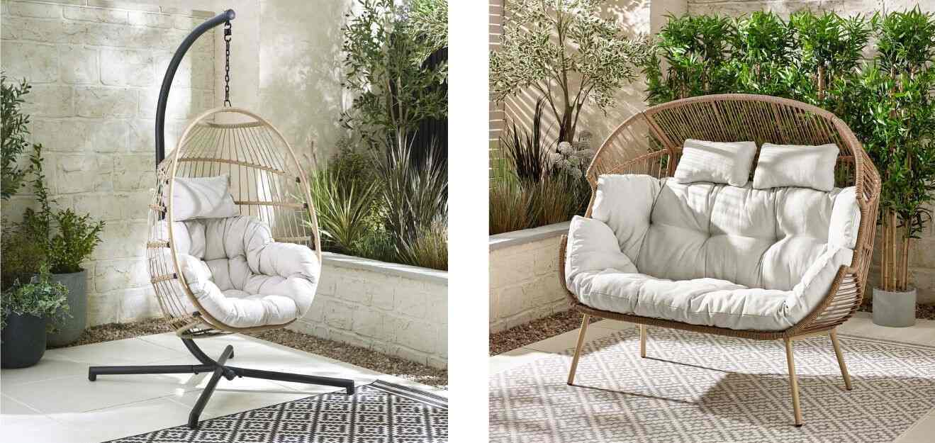 hanging egg chair and large 2 seat egg chair