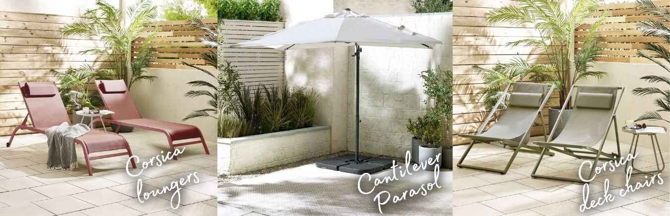 garden sun loungers and deck chairs