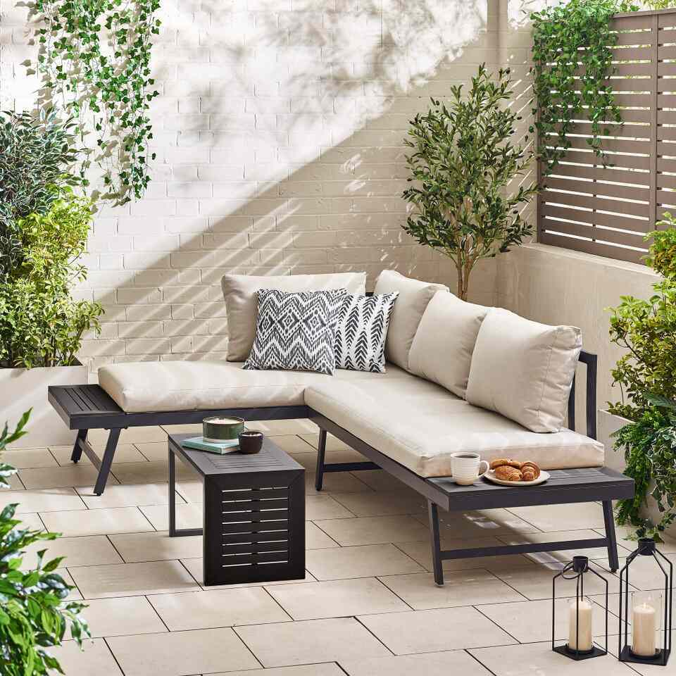 metal modular garden sofa for budget garden makeover