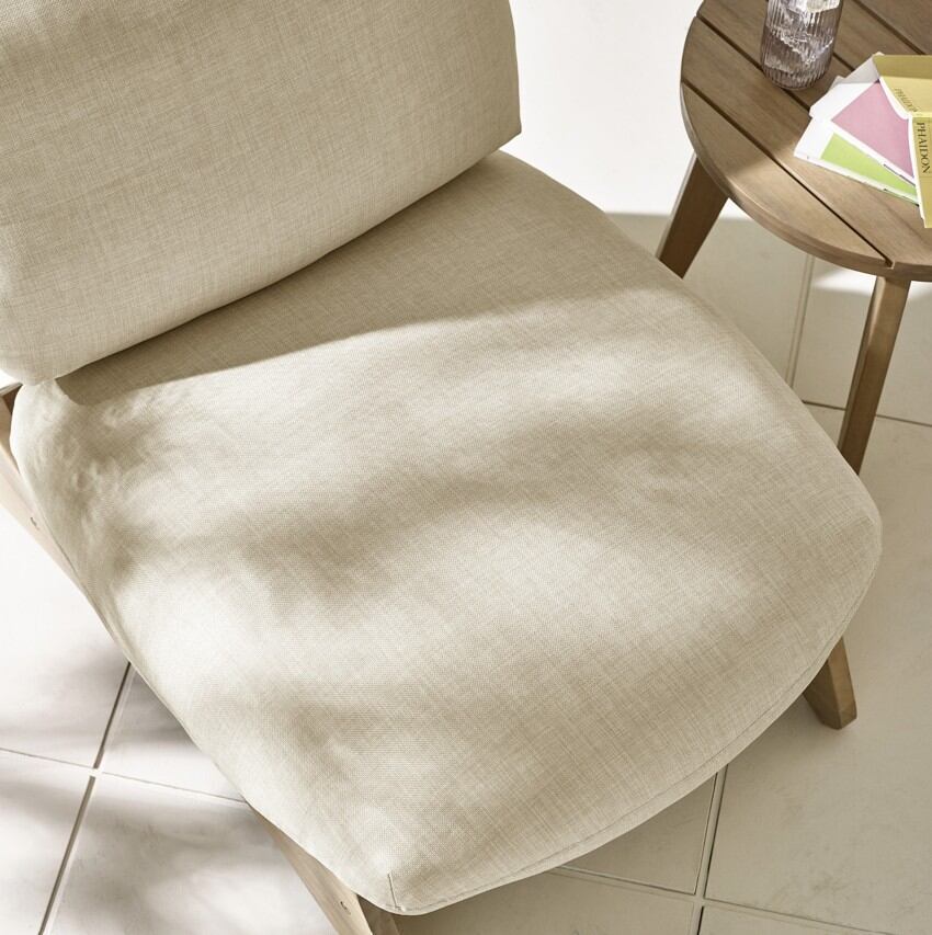 close up detail of thick Olefin garden cushions