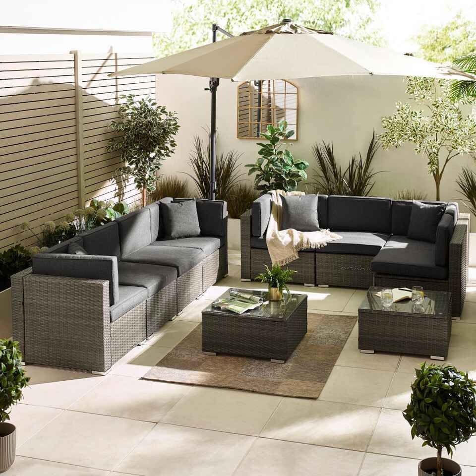 Orlando Grey Rattan 8 Seat Modular Garden Sofa