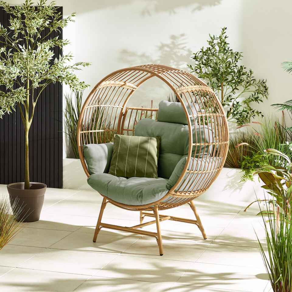 round rattan garden egg chair