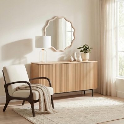 sleek oak wood sideboard for Scandi dining room storage