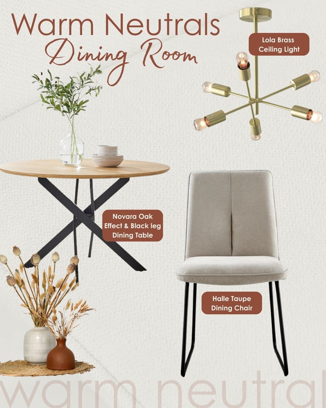 warm neutrals dining room mood board