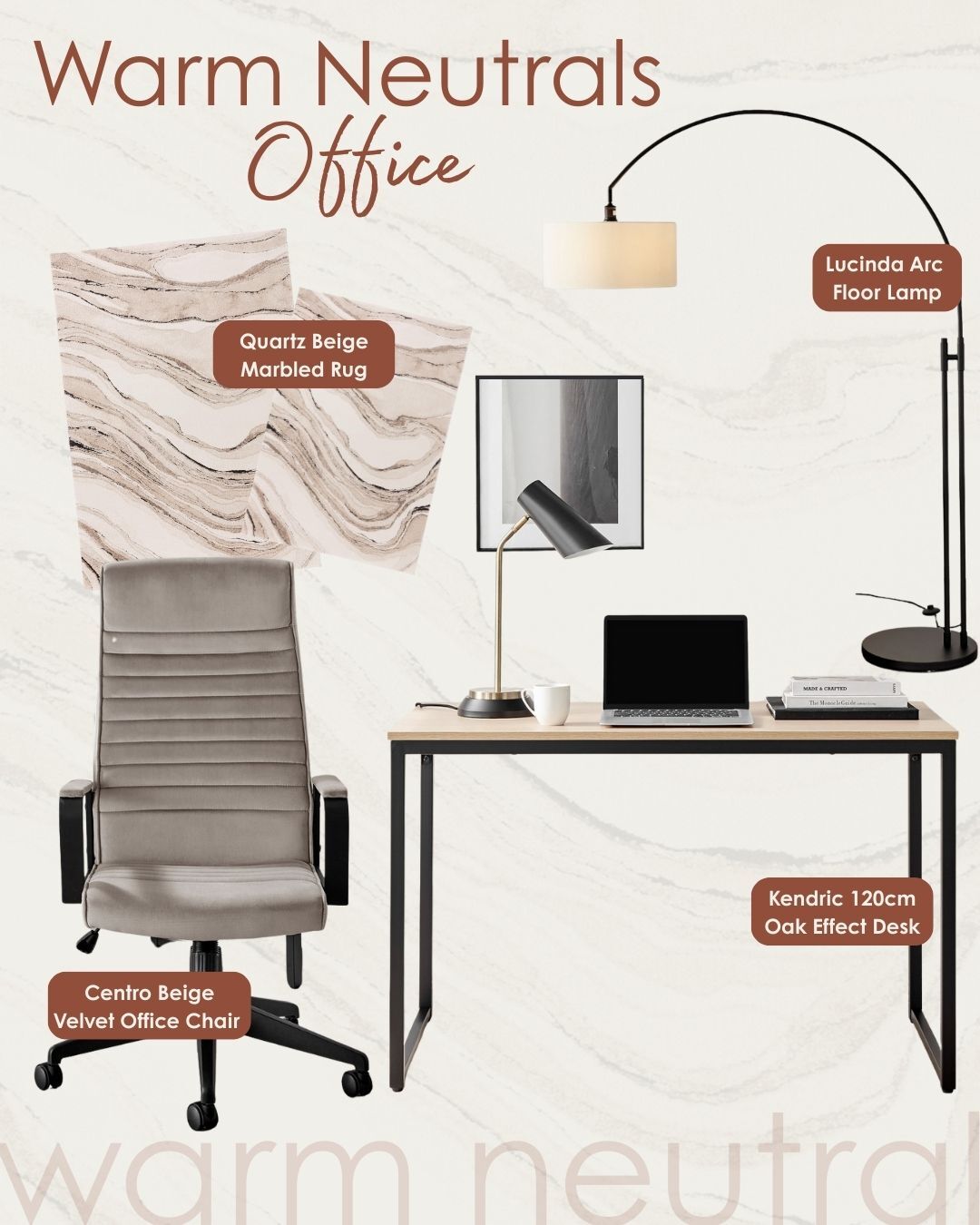 warm neutrals spare room office mood board