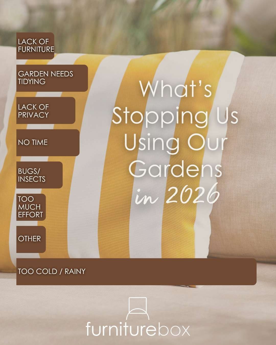 bar graph showing reported survey answers for what stops UK people using their gardens