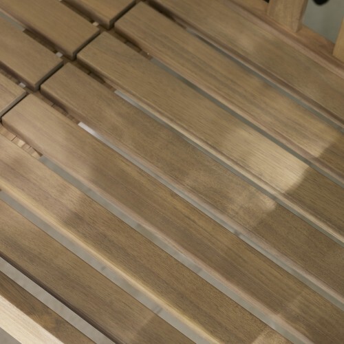 close up; detail of a wooden garden tabletop