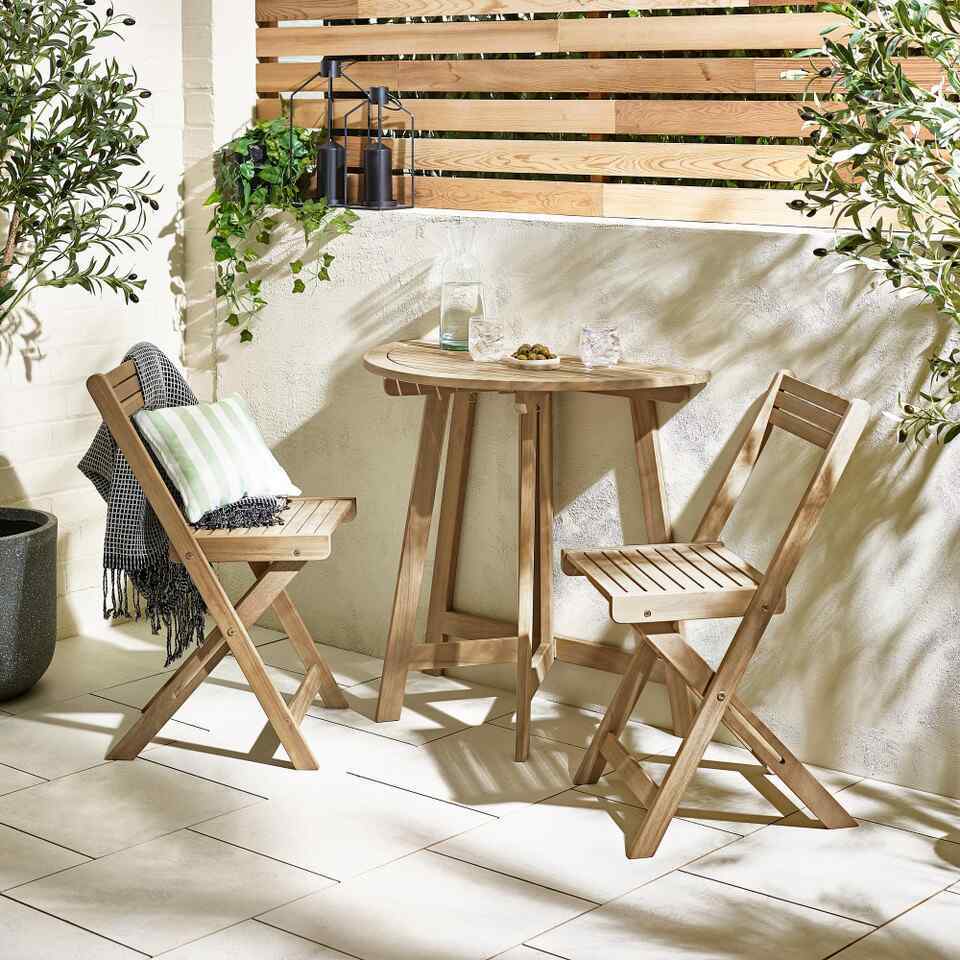 wooden folding half garden table and chairs set